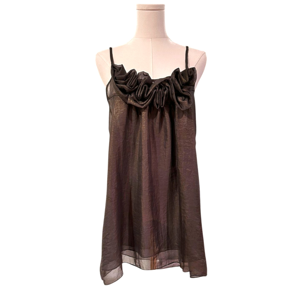 A'reve Anthropologie Gray Rosette Layered Spaghetti Strap Camisole Tank Medium